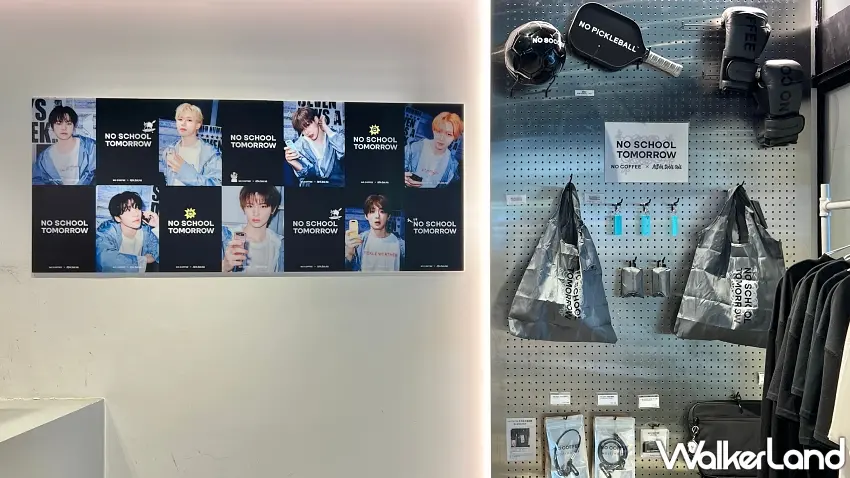 ▲門市玻璃外牆貼滿大勢男團成員的帥氣海報吸引無數歌迷前來朝聖打卡。圖／NO COFFEE提供；窩客島編輯李維唐整理