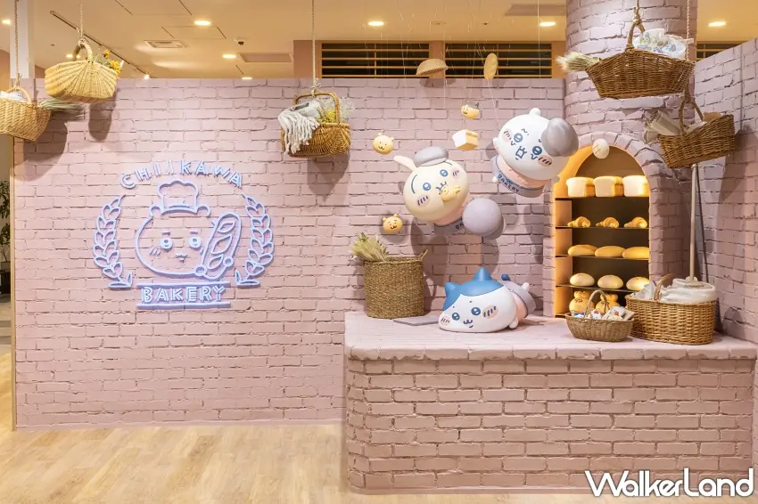 ▲店內粉色磚牆角落展示著主角們製作麵包的可愛立體雕像,溫馨的窯烤爐造型非常吸睛。圖/吉伊卡哇麵包店提供;窩客島編輯李維唐整理