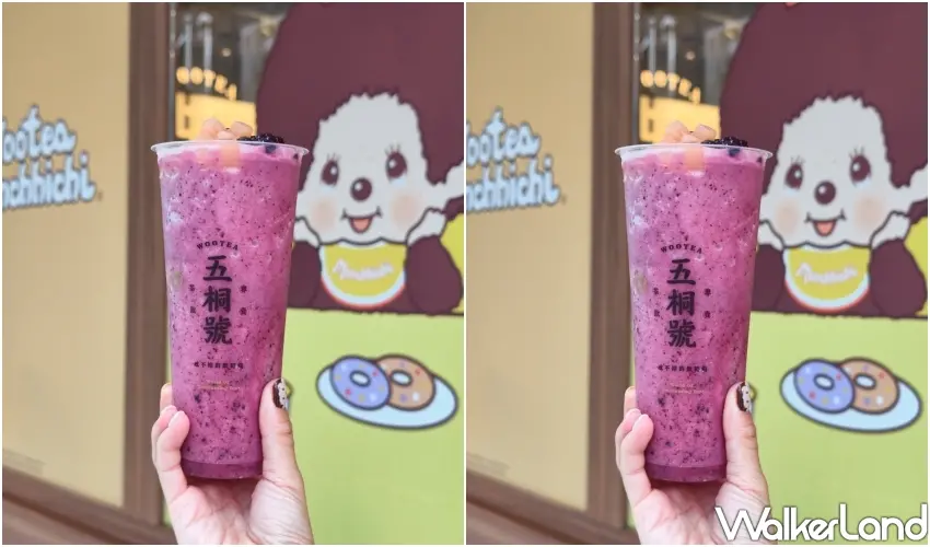 ▲高顏值的「藍莓優格蜜桃雪泥」搭配繽紛的蒙奇奇裝飾牆,成為今夏社群上最洗版的吸睛畫面,(攝影:鄭雅之)