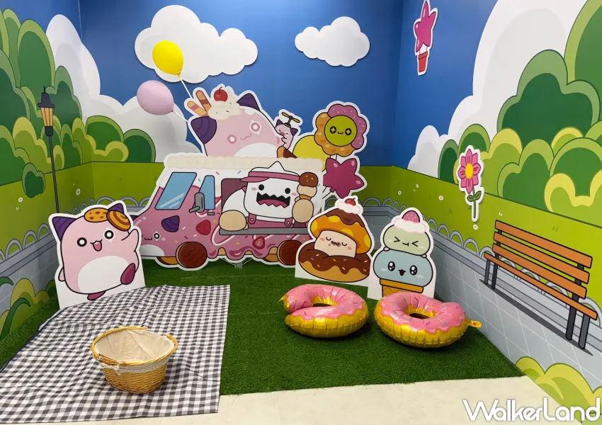▲楓之谷主題餐廳!凱岩咖啡楓之谷盛夏派對嘉年華,打造楓之谷角色野餐打卡區。(攝影:鄭亦庭)