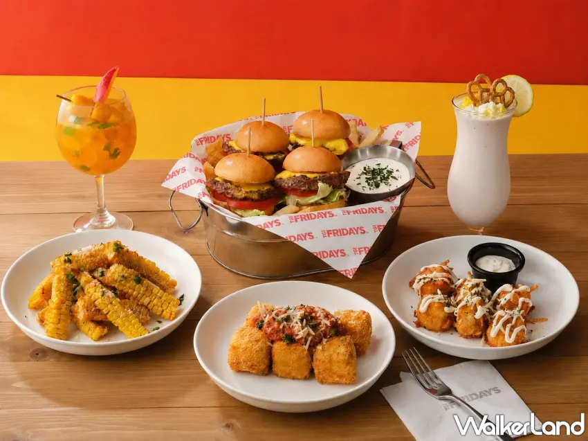 ▲TGI FRIDAYS推出全新「搭 JOHN 好」夏日限定菜單,包含沾醬迷你起司漢堡桶、開胃新品與網美系飲品。圖/TGI FRIDAYS提供;窩客島編輯李維唐整理