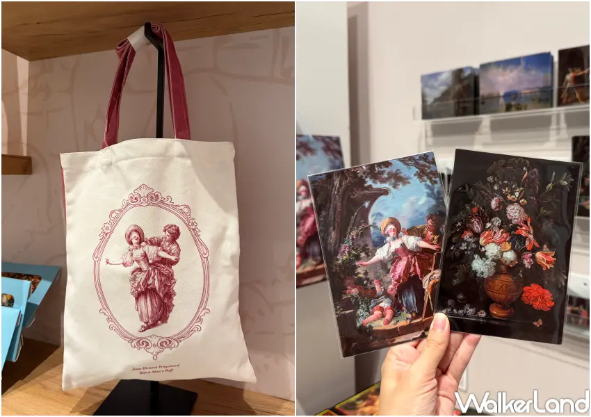 ▲信義區富邦美術館托雷多美術館珍藏展周邊,A3海報、3D明信片、磁鐵等。(攝影:鄭亦庭)