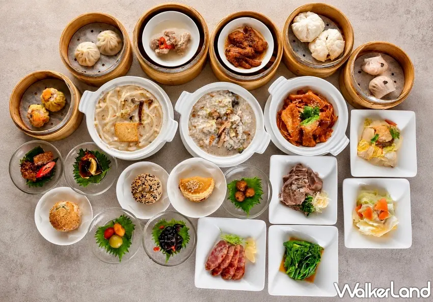 ▲週末限定「王朝早安」套餐每人320元起,可自由搭配主食、小吃與經典港點。圖/台北凱撒大飯店提供;窩客島編輯李維唐整理