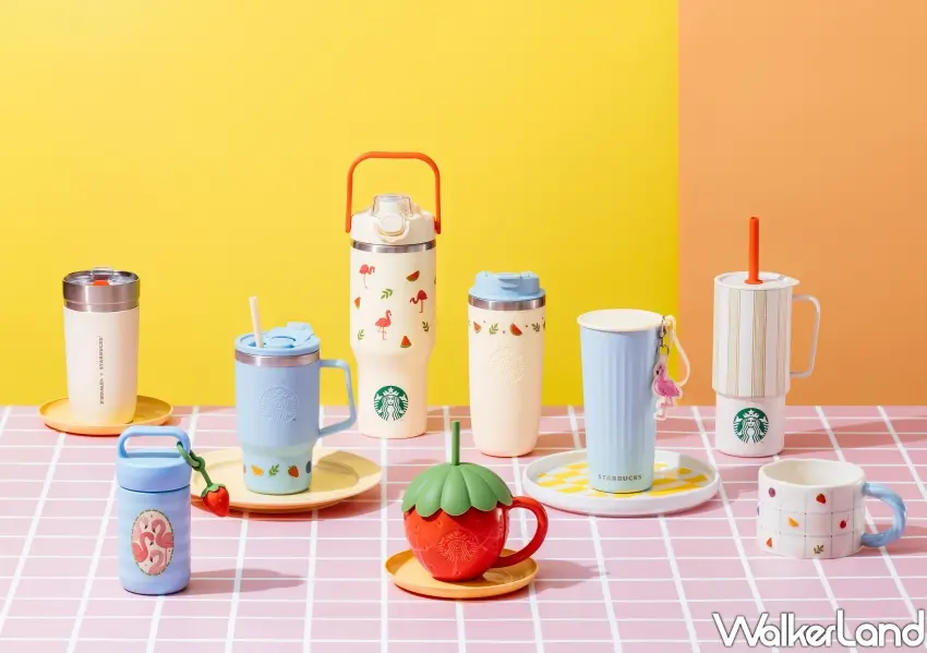 ▲全新Summer3系列杯款包含草莓造型馬克杯與STANLEY聯名杯，吸睛水果配色打造盛夏療癒美學。