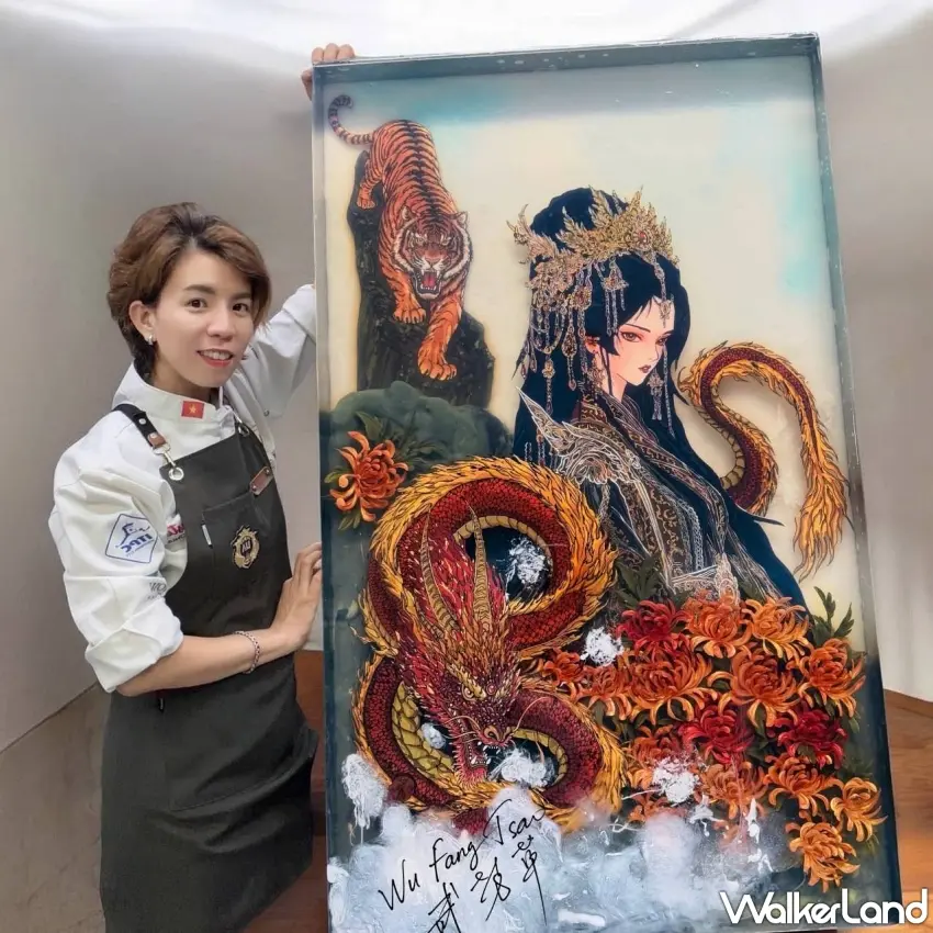 ▲武芳草老師帶來極具視覺震撼的精美果凍花作品,邀請民眾到場打卡互動。圖/台灣觀光協會提供;窩客島編輯李維唐整理