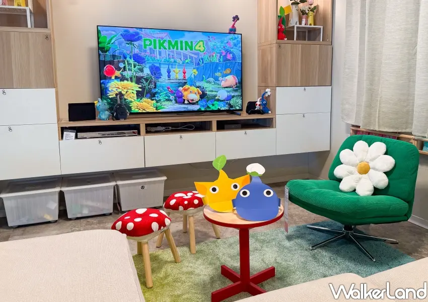 ▲開啟手機軟體造訪門市可獲得專屬工具飾品金色花苗與明信片，完成步數挑戰再加碼送好禮。