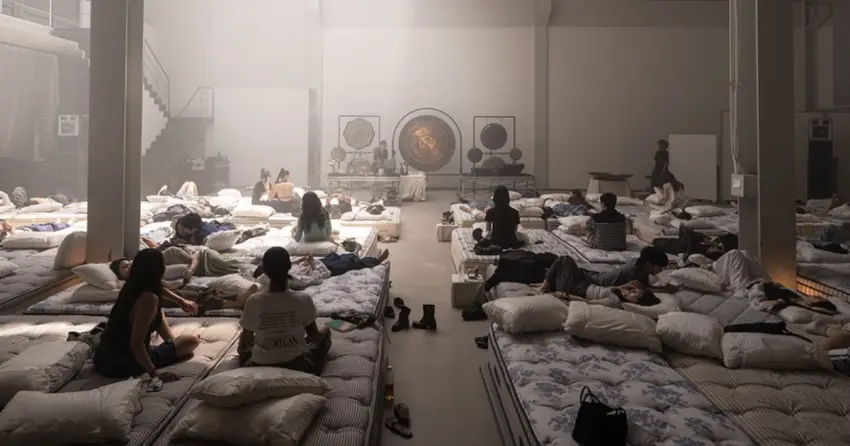 韓國年輕人最新紓壓法！首爾聖水洞Ceiling Service集眾人一起發呆，躺床聽音樂舒服到睡著。