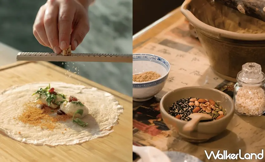 ▲每日下午4至5時，房客可體驗美濃客家擂茶或台灣花生冰淇淋捲，在親手製作中感受地方飲食文化。圖／然一酒店提供；窩客島整理