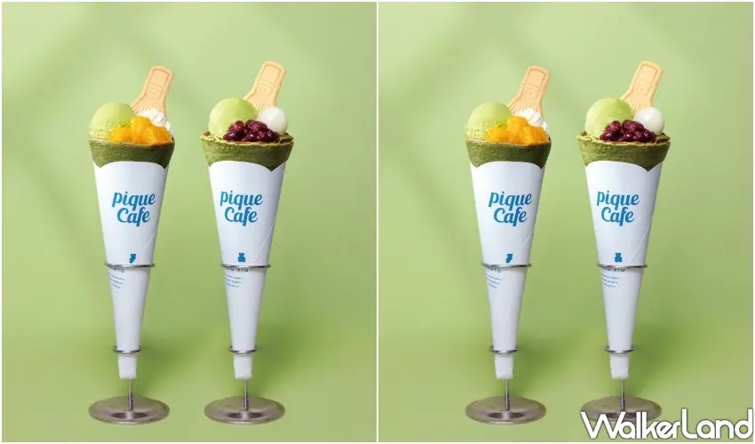 ▲gelato pique cafe與辻利茶舗聯名可麗餅頂層飾以手工茶筅奶油餅乾,極具特色。