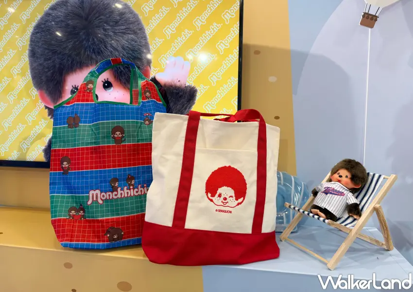 ▲Monchhichi中山快閃店必買周邊!台灣限定茄芷袋配色Monchhichi環保購物袋。(攝影:鄭亦庭)