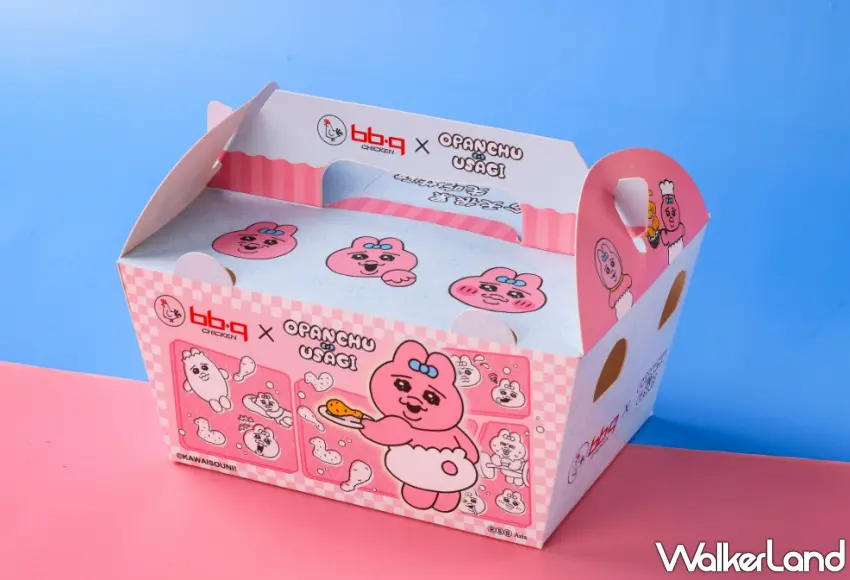 ▲bb.q CHICKEN 與「內褲兔 OPANCHU USAGI」聯名推出的下班俱樂部外帶限定餐盒,粉嫩造型包裝十分吸睛。圖/bb.q CHICKEN提供;窩客島整理