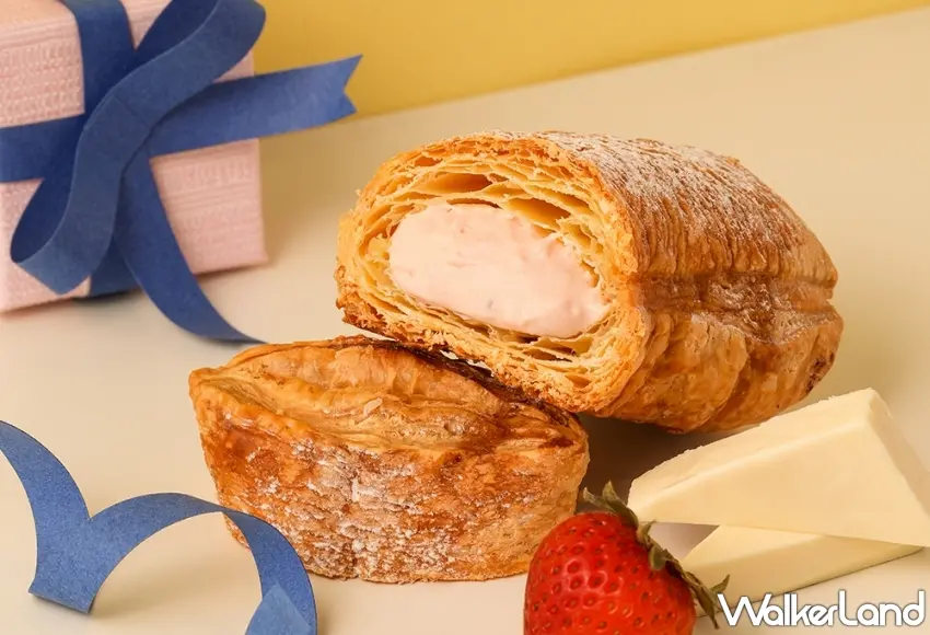 ▲beard papa's 8月限定推出的草莓乳酪千層派,呈現極具層次感的金黃酥脆派皮與香甜綿密的草莓乳酪內餡。圖/beard papa's提供;窩客島編輯李維唐整理