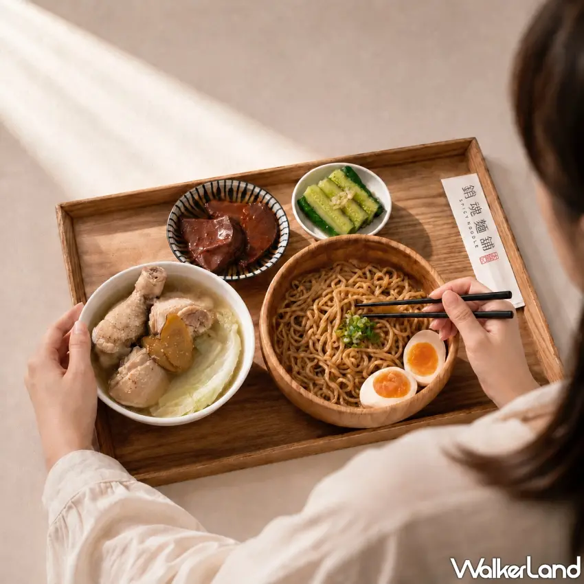 ▲台中中友PLUS店全新登場的蒜頭雞湯套餐,湯頭溫潤且帶有豐富蒜香。圖/大師兄銷魂麵舖提供;窩客島編輯李維唐整理