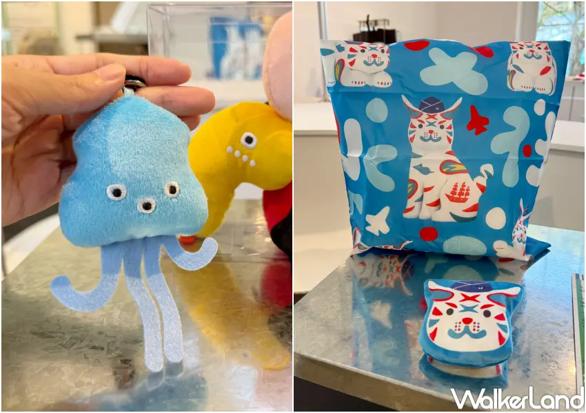 ▲2026文博會文化策展區超過200款台灣文創商品,超可愛巷仔Niau托特包、打狗小怪獸吊飾。(攝影:鄭亦庭)