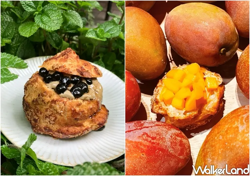 ▲台北知名甜點「人性甜點」現身2026泡芙節,將台灣特色珍珠奶茶、芒果與法式甜點工藝融合,打造濃郁酥脆的法式卡士達泡芙。