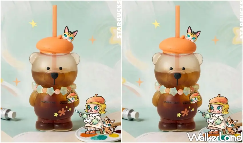 ▲星巴克萌度破表的POP MART MOLLY小熊玻璃杯,陪伴大家度過療癒辦公室日常。
