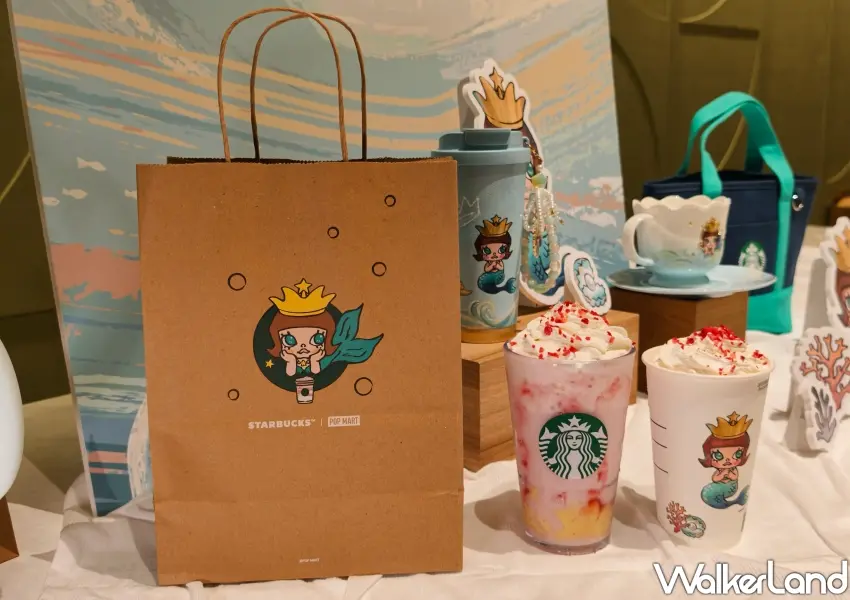 ▲凡購買飲品、商品，即可5元加購星巴克MOLLY聯名紙袋。(攝影：鄭雅之)