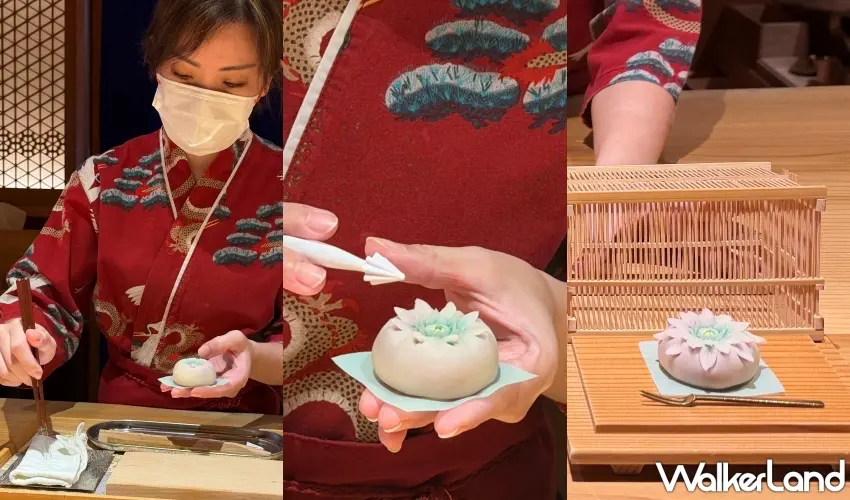 ▲於板前現場手工現作精緻和菓子,運用細膩工藝雕琢出如花朵般優雅的造型,呈獻視覺與味蕾雙重享受。 圖/窩客島編輯李維唐 攝