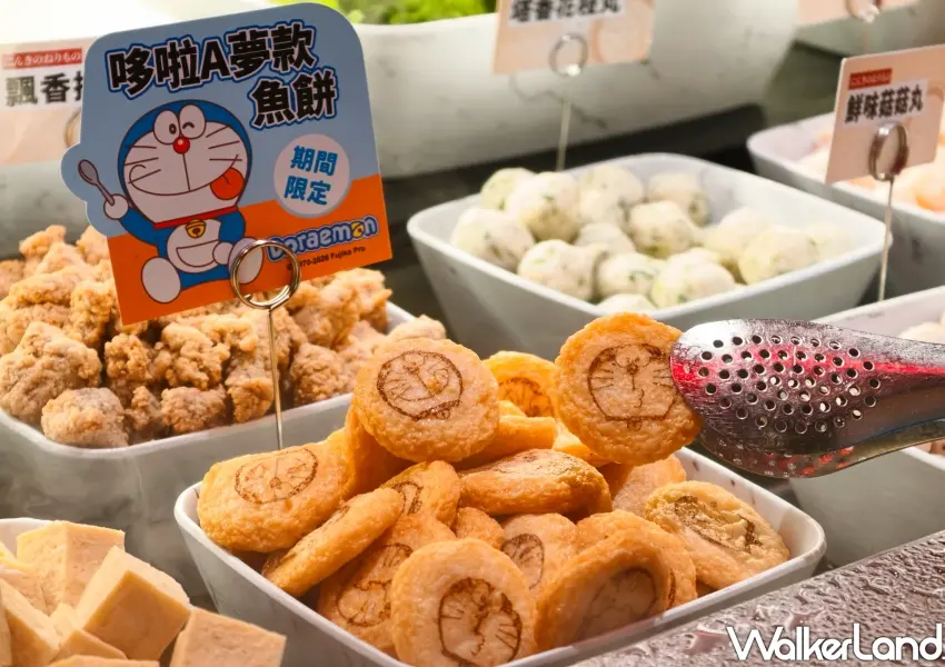 ▲和牛涮與聚自助吧限定供應哆啦A夢款魚餅,印上可愛圖樣讓人食欲大開。(摄影:鄭雅之)