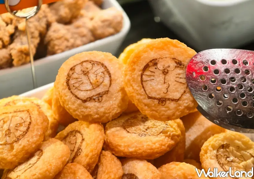▲哆啦A夢款魚餅在自助吧台上吃到飽。(攝影:鄭雅之)