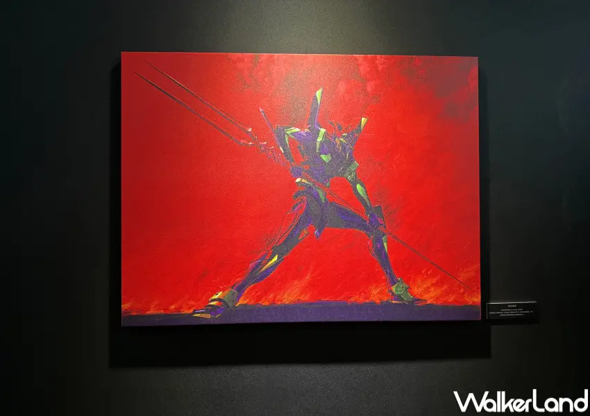 ▲信義區EVA展台北站必拍!《雜 前田真宏 雜畫集》封面的初號機插圖首次在台北站公開展出。(攝影:鄭亦庭)