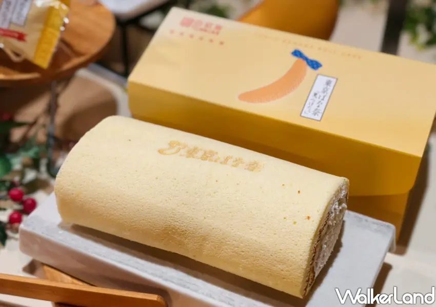 ▲香蕉卡士達生乳捲蛋糕體採用反捲手法並烙印TOKYO BANANA專屬標誌，從視覺到風味皆重現東京伴手禮記憶。(攝影：鄭雅之)