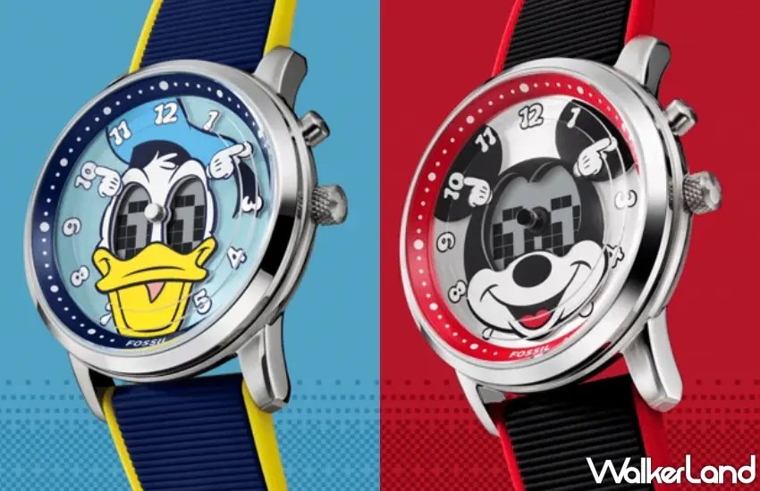 ▲Fossil推出全新「Disney | Fossil BIG TIC」限定聯名手錶,結合唐老鴨與米奇的經典造型,打造兼具趣味與時尚的雙顯腕錶。 圖/Fossil提供;窩客島整理