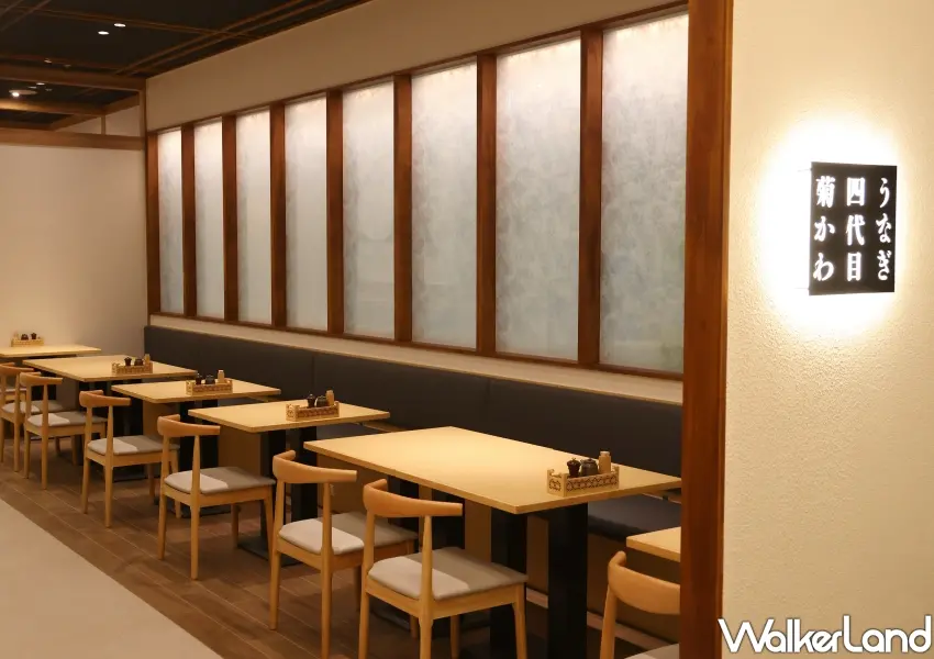 ▲うなぎ四代目菊かわ大巨蛋店全店共有61席座位,提供舒適優雅的用餐空間。(攝影:鄭雅之)