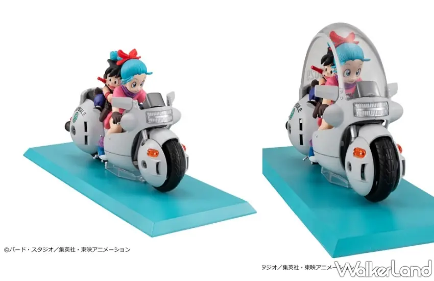 ▲MegaHouse推出的七龍珠孫悟空與布瑪機車公仔限定復刻版,完美重現經典車款與角色造型。圖/AmiAmi提供;窩客島編輯李維唐整理