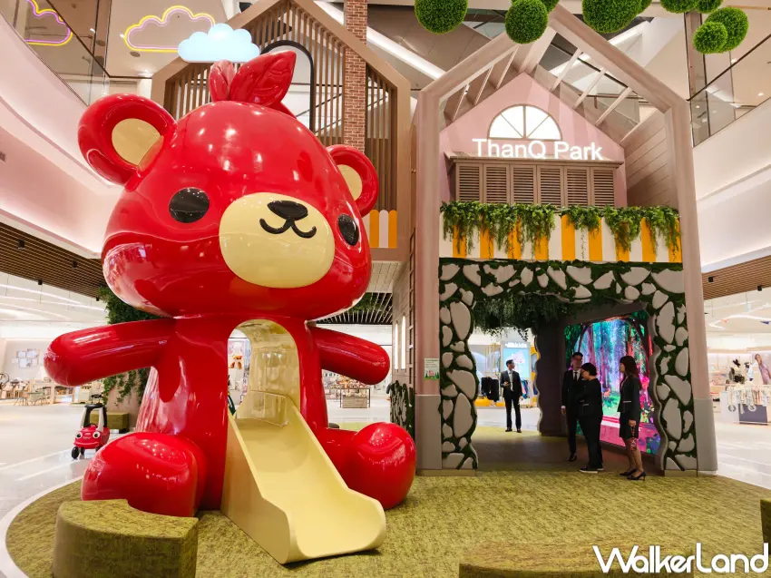 ▲遠東Garden City商場棟5樓有高達6米高巨型熊熊溜滑梯、樹屋城堡可以免費玩。(攝影：鄭亦庭)