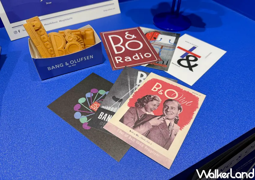 ▲B&O百年紀念展展場設置迴聲庭院主題曲，打造打造復古書報攤打卡區，打卡送明信片。(攝影：鄭亦庭)