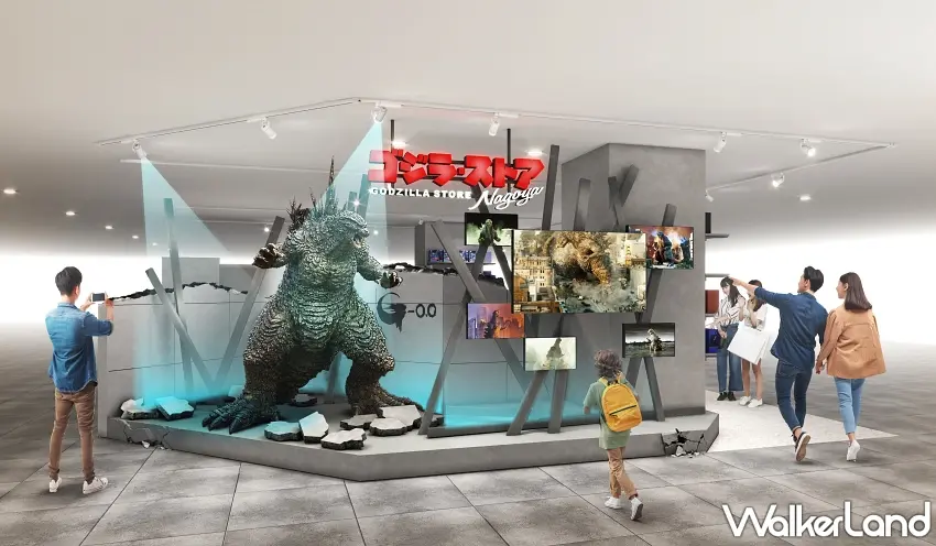 ▲Godzilla Store Nagoya專賣店展出霸氣哥吉拉模型，搭配立體多螢幕打造沉浸式體驗場域。圖／名古屋PARCO提供；窩客島編輯李維唐整理