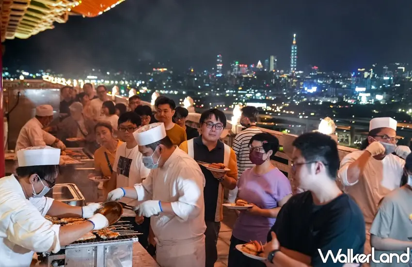 ▲圓山大飯店12樓戶外長廊向來是台北賞夜的最佳視野,能一邊享用美食一邊飽覽城市天際線。圖/圓山大飯店提供;窩客島編輯李維唐整理