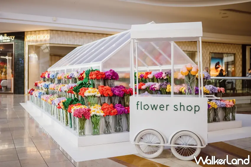 ▲「Flower Shop」先前巡迴墨爾本時的白色溫室花坊現場盛況。圖/喜悅國際提供;窩客島編輯李維唐整理