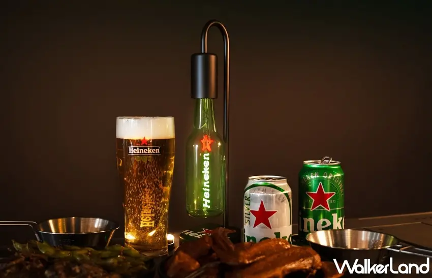 ▲海尼根經典酒瓶燈搭配冰涼啤酒與美食擺設,點亮居家與戶外的微醺儀式感。圖/海尼根提供;窩客島編輯李維唐整理