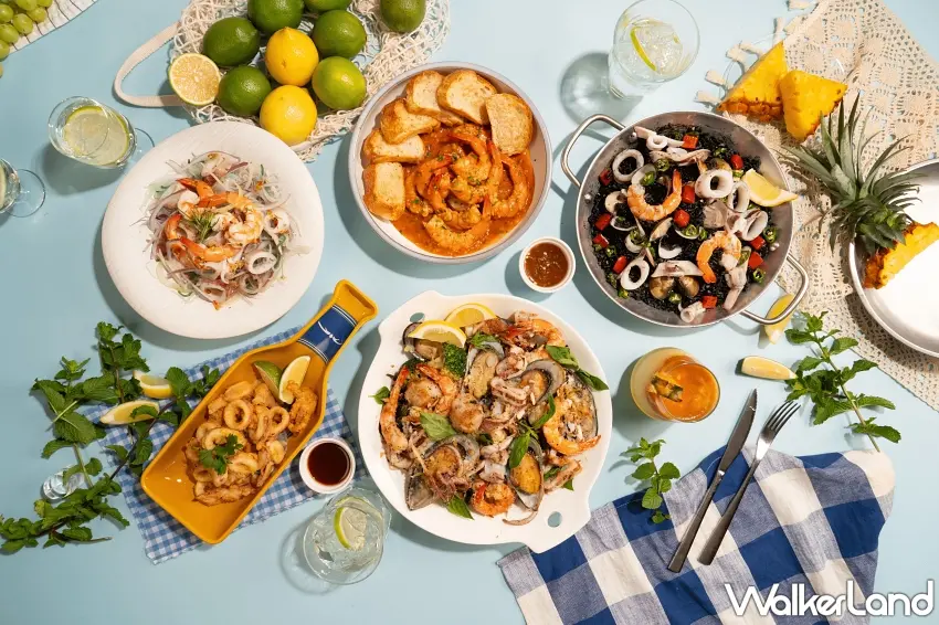 ▲金色三麥推出夏日限定「麥浪啤酒派對」,五款海鮮料理與一款微醺冰沙澎湃登場。圖/金色三麥提供;窩客島整理