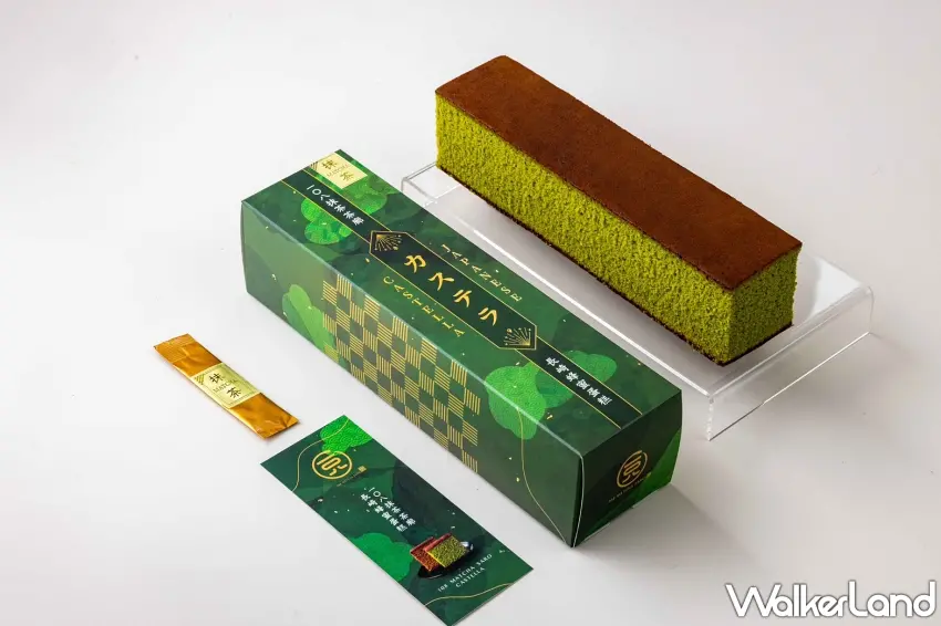▲質感包裝的長崎蜂蜜蛋糕禮盒隨附茶粉，可依個人喜好調整茶香濃度。 圖／一〇八抹茶茶廊提供；窩客島編輯李維唐整理