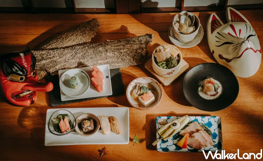 ▲北投文物館妖怪主題餐!妖怪懷石料理,將妖怪造型融入日式精緻餐點。(攝影:鄭亦庭)