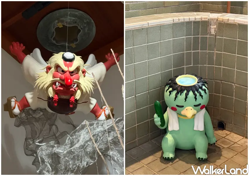 ▲北投文物館特展精選百餘件橫跨江戶至昭和時代珍貴妖怪館藏,即日起至2027年2月14日於北投登場,館內外可以看到日本妖怪身影。(攝影:鄭亦庭)