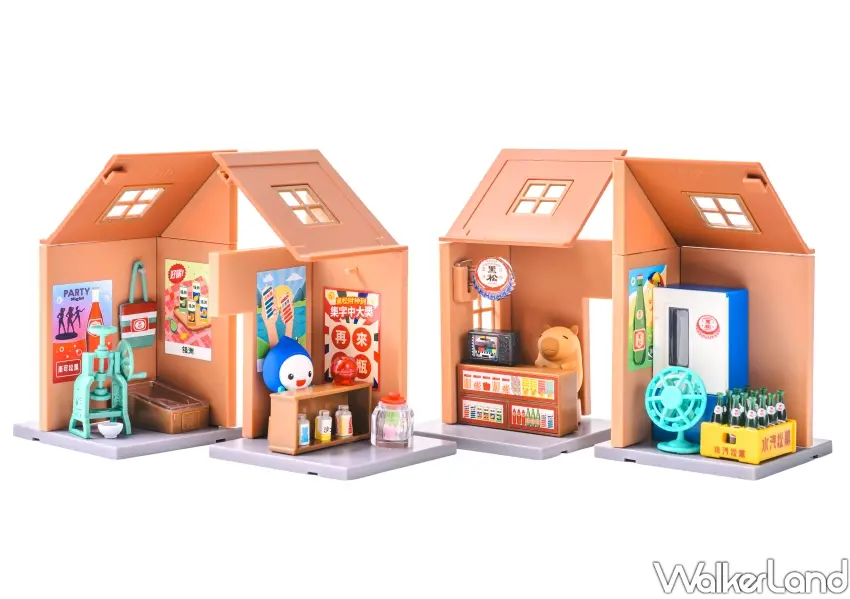▲集齊4款盲盒可自由組裝組合,打造專屬的掌上型黑松柑仔店擺飾。