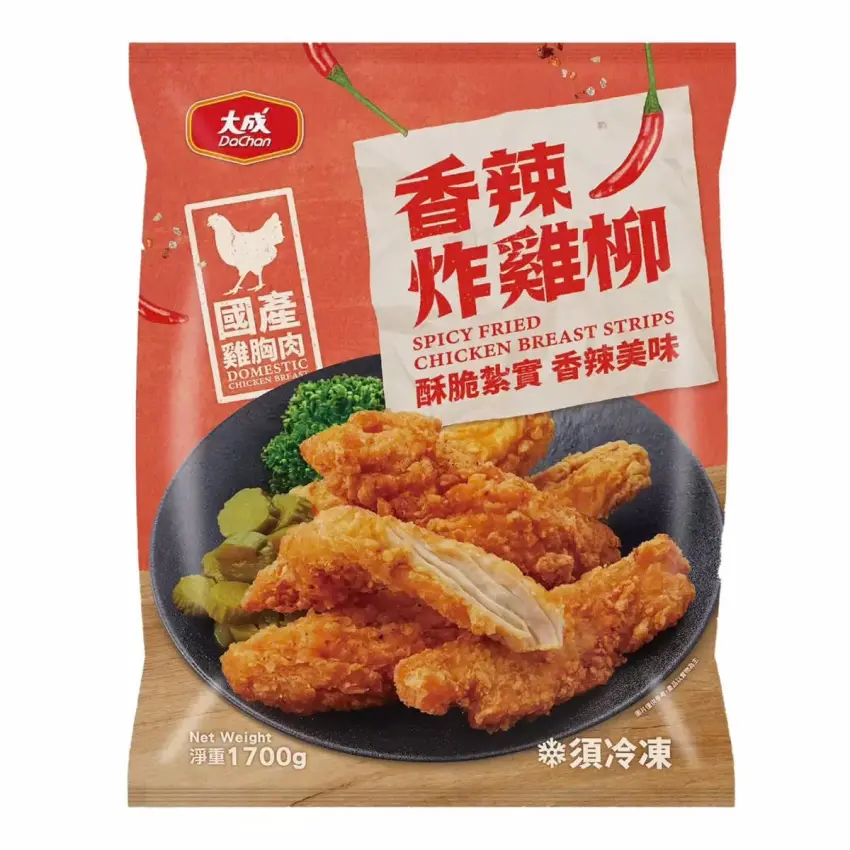 ▲大成冷凍香辣炸雞柳去骨多汁,外皮酥脆且帶有微辣風味,口感宛如放大版雞米花。