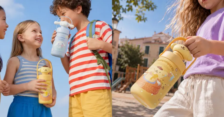 ▲School Fit公仔雙飲蓋保溫杯頂端設有立體角色公仔，同時具備直飲與吸管雙重切換功能。