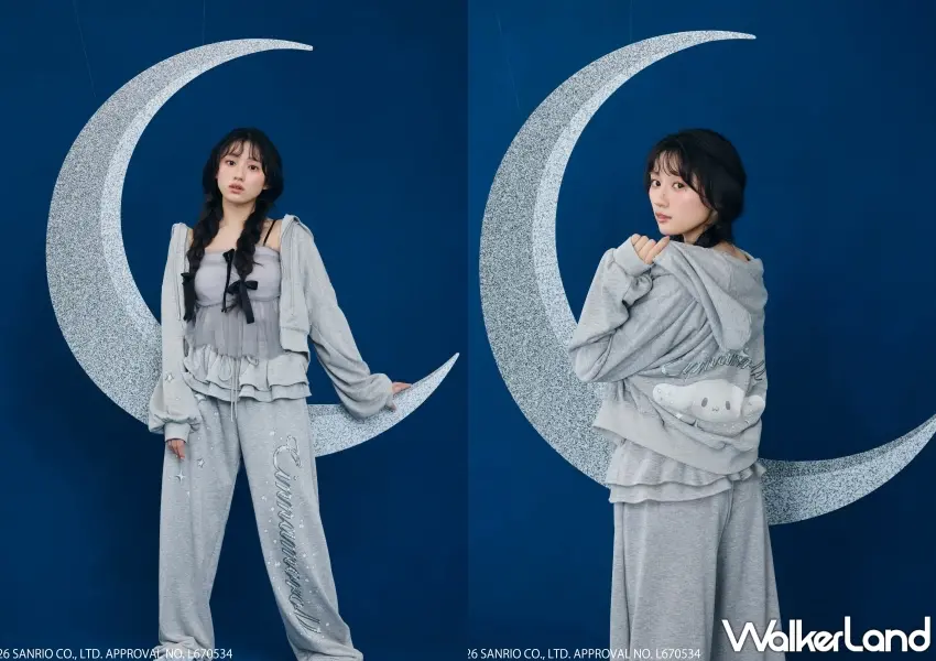 ▲乃木坂46川崎櫻身穿大耳狗聯名針織衫與軟綿睡衣,於深藍色星空背景床鋪上演繹舒適放鬆的入睡情境。 圖/SNIDEL HOME提供;窩客島編輯李維唐整理