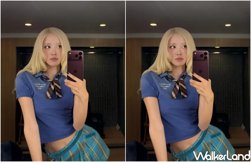 ▲BLACKPINK成員Rosé於個人IG無預警曬出鏡面自拍,搶先曝光iPhone 18 Pro絕美的勃根地紅新色,瞬間掀起熱烈討論。