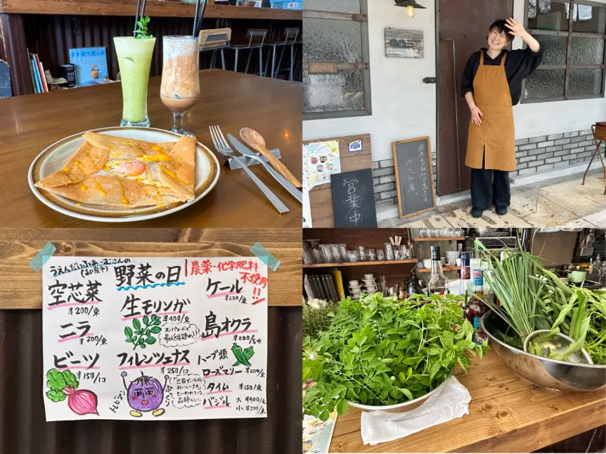 ▲鄰近車站的咖啡廳,使用不施農藥與化學肥料的蔬菜入菜。活力十足、笑容滿面的店主等你來!