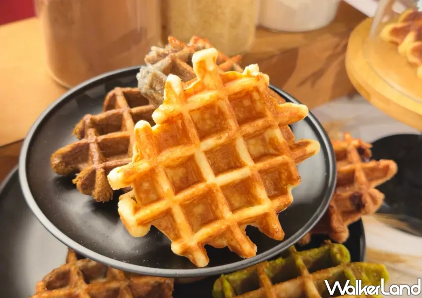 ▲BEL BUTTER WAFFLE首波強勢推出經典奶油、巧克力、楓糖、抹茶、紅烏龍及台灣限定芝麻麻糬等6款豐富風味。(攝影:鄭雅之)