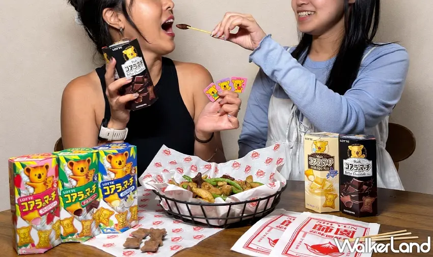 ▲老饕私房隱藏吃法一定要嘗試,把剛炸好的熱騰騰百頁豆腐跟小熊餅乾一起塞進嘴裡,微熱溫度融化濃郁巧克力餡,外脆內Q宛如日式烤麻糬。圖/樂天製菓、師園鹽酥雞提供;窩客島整理