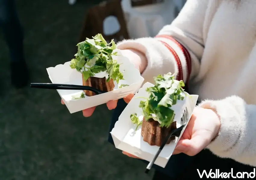 ▲台北香菜市集限定推出的創意香菜可麗露,將滿滿鮮綠香菜點綴於精緻甜點上,打造極具話題性的翻轉口感。