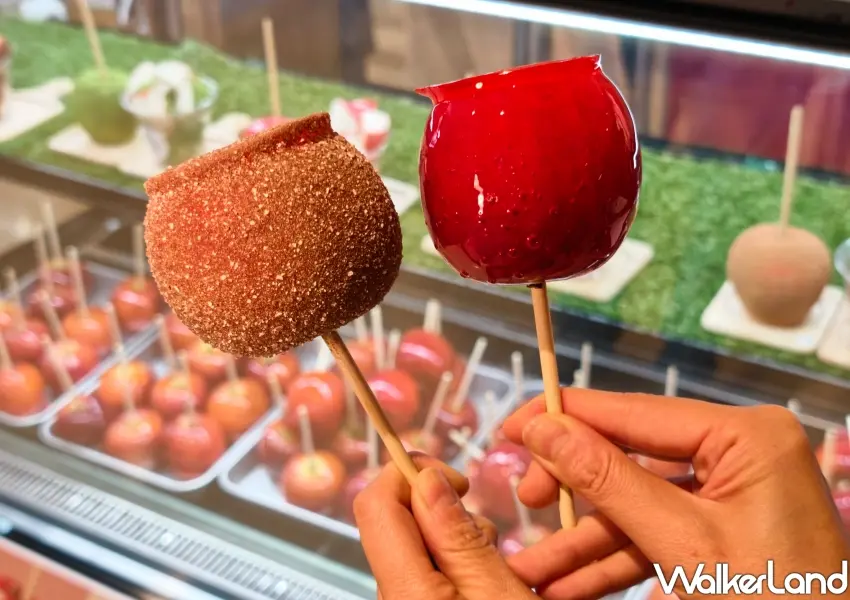 ▲社群爆紅代官山Candy Apple蘋果糖推出SOGO限定奶茶糖口味,兼具外觀與口感的夢幻日系甜點。(攝影:鄭雅之)