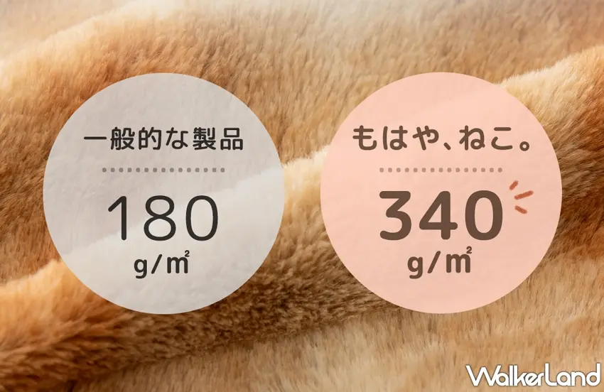 ▲比起市面上常見每平方米 180 公克的普通毛毯,這款直接重磅提升到每平方米 340 公克的高密度布料,手感摸起來更加厚實綿密。圖/tansu no gen提供;窩客島整理